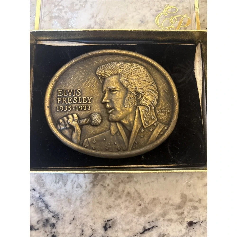 Elvis Presley Belt Buckle First Edition Memorial Commemorative Vintage 1935-1977